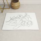 Minimal Line Art Woman with Peonies Rug Gallery Image 1