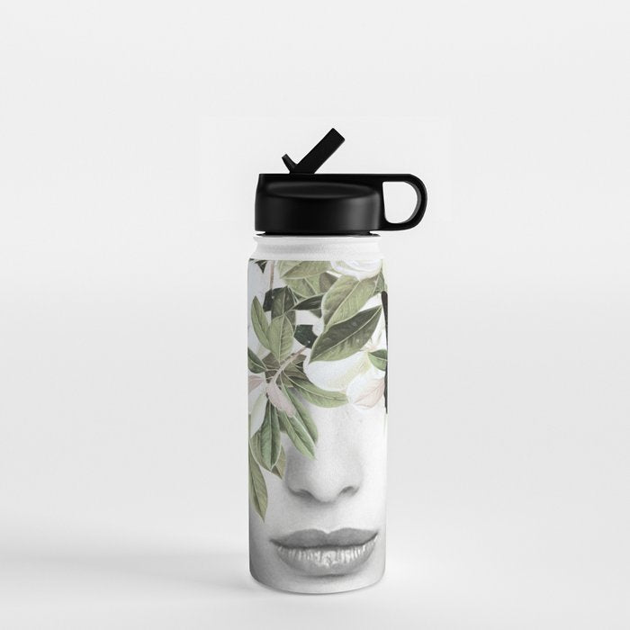 Woman With Flowers and Butterflies 3 Water Bottle Gallery Image 1
