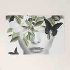 Woman With Flowers and Butterflies 3 Welcome Mat Gallery Image 1