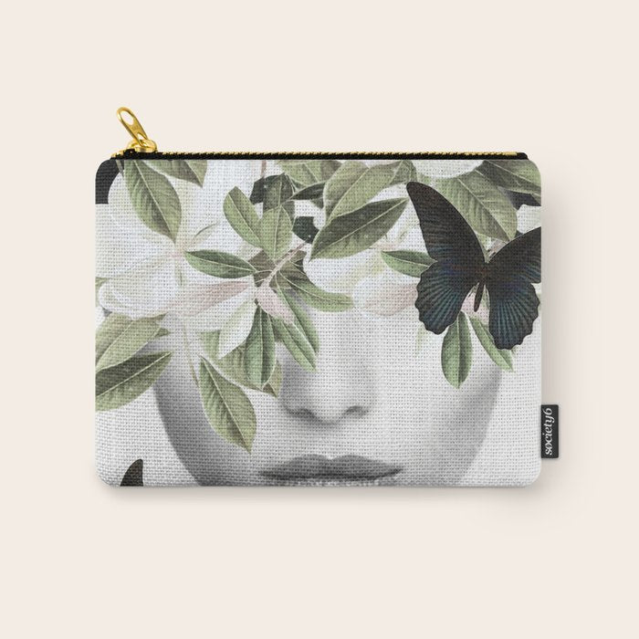 Woman With Flowers and Butterflies 3 Carry All Pouch Gallery Image 1