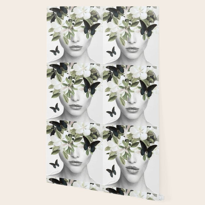 Woman With Flowers and Butterflies 3 Wallpaper Gallery Image 2