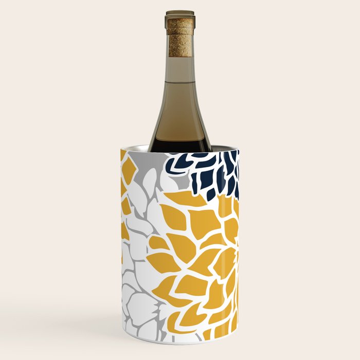 Flower Blooms, Yellow, Grey, Navy Wine Chiller Gallery Image 3