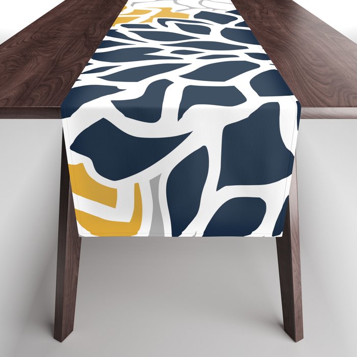 Flower Blooms, Yellow, Grey, Navy Table Runner Gallery Image 1