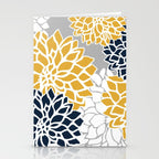 Flower Blooms, Yellow, Grey, Navy Stationery Card Gallery Image 2