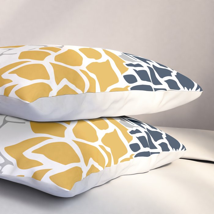 Flower Blooms, Yellow, Grey, Navy Pillow Sham Gallery Image 3