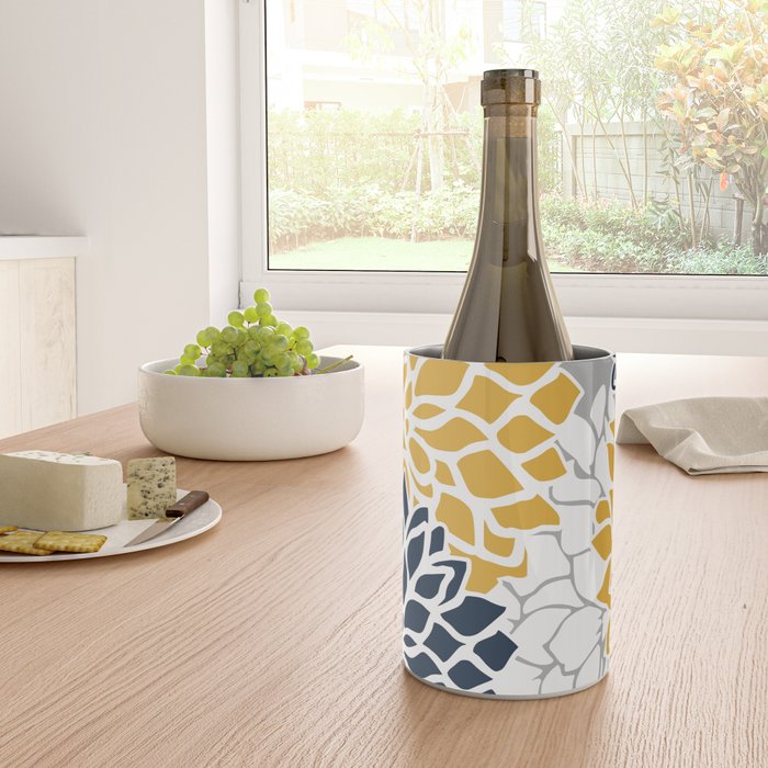 Flower Blooms, Yellow, Grey, Navy Wine Chiller Gallery Image 4
