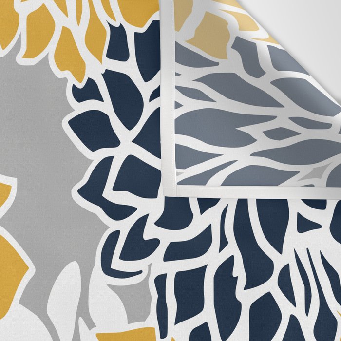 Flower Blooms, Yellow, Grey, Navy Wall Tapestry Gallery Image 3