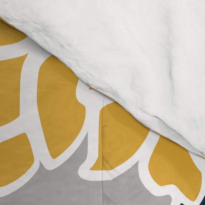 Flower Blooms, Yellow, Grey, Navy Comforter Gallery Image 4