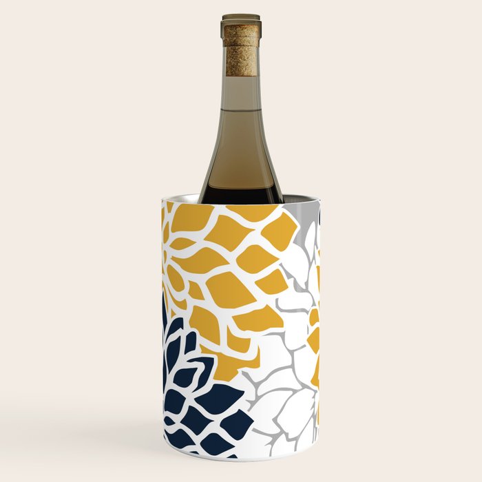 Flower Blooms, Yellow, Grey, Navy Wine Chiller Gallery Image 1