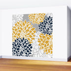 Flower Blooms, Yellow, Grey, Navy Wall Mural Gallery Image 2