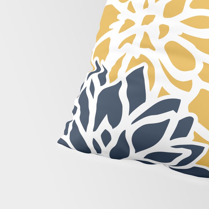 Flower Blooms, Yellow, Grey, Navy Pillow Sham Gallery Image 4