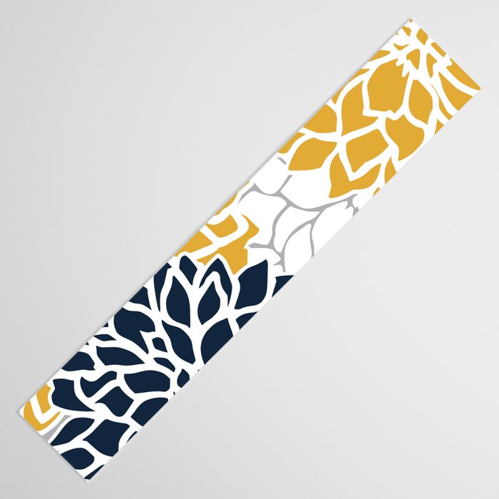Flower Blooms, Yellow, Grey, Navy Table Runner Gallery Image 3