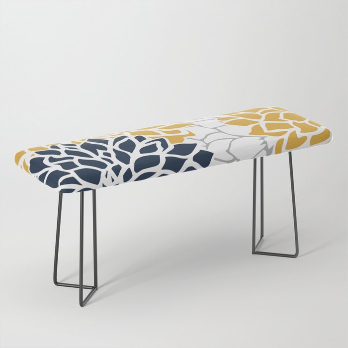 Flower Blooms, Yellow, Grey, Navy Bench Gallery Image 1