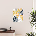 Flower Blooms, Yellow, Grey, Navy Poster Gallery Image 2