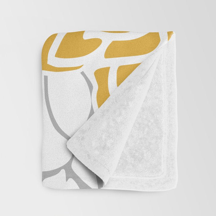 Flower Blooms, Yellow, Grey, Navy Throw Blanket Gallery Image 3