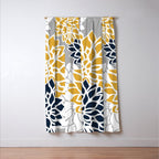 Flower Blooms, Yellow, Grey, Navy Window Curtain Gallery Image 3