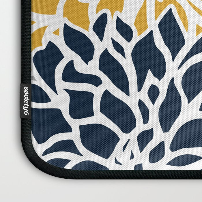 Flower Blooms, Yellow, Grey, Navy Laptop Sleeve Gallery Image 3