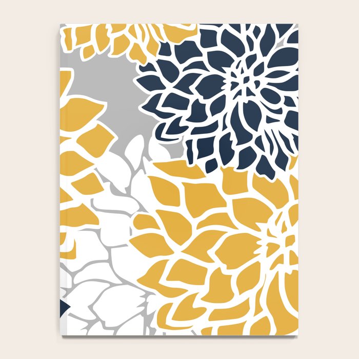 Flower Blooms, Yellow, Grey, Navy Notebook Gallery Image 4