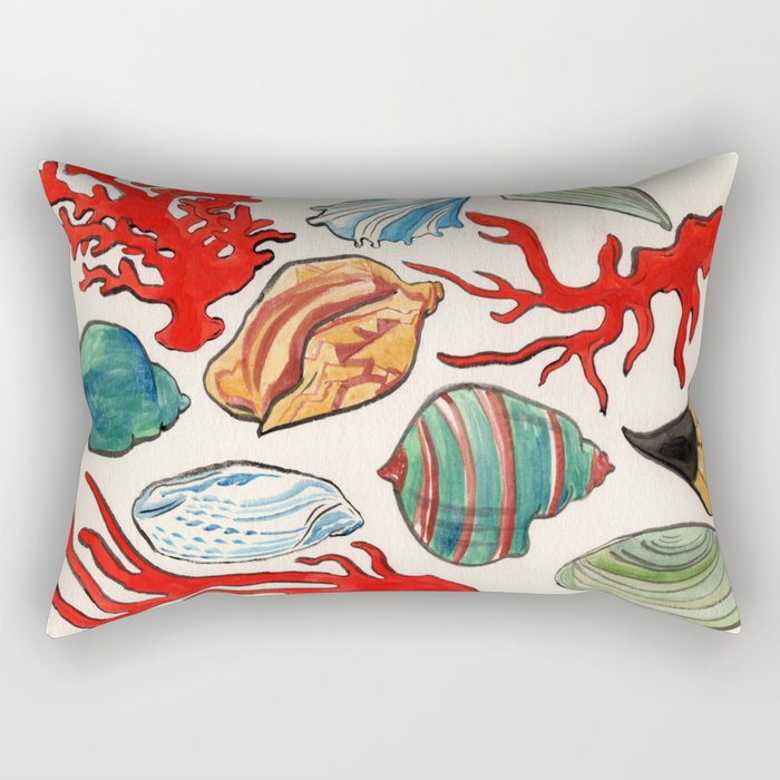 Sea Life Watercolor Rectangular Pillow Gallery Image 1