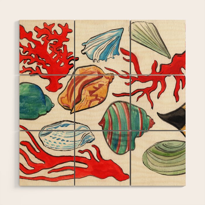 Sea Life Watercolor Wood Wall Art Gallery Image 1