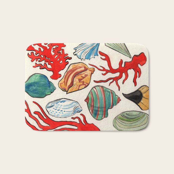 Sea Life Watercolor Bath Mat Gallery Image 1