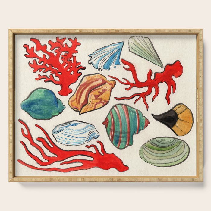 Sea Life Watercolor Serving Tray Gallery Image 1