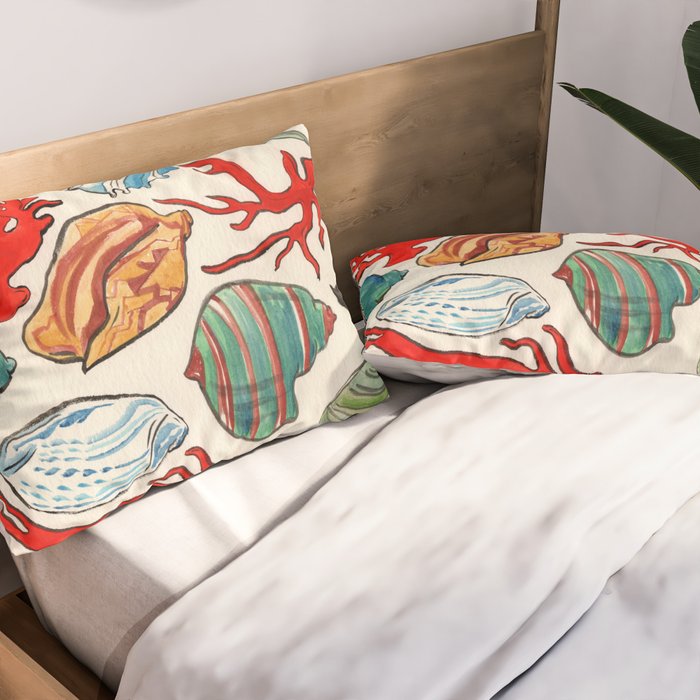 Sea Life Watercolor Pillow Sham Gallery Image 2