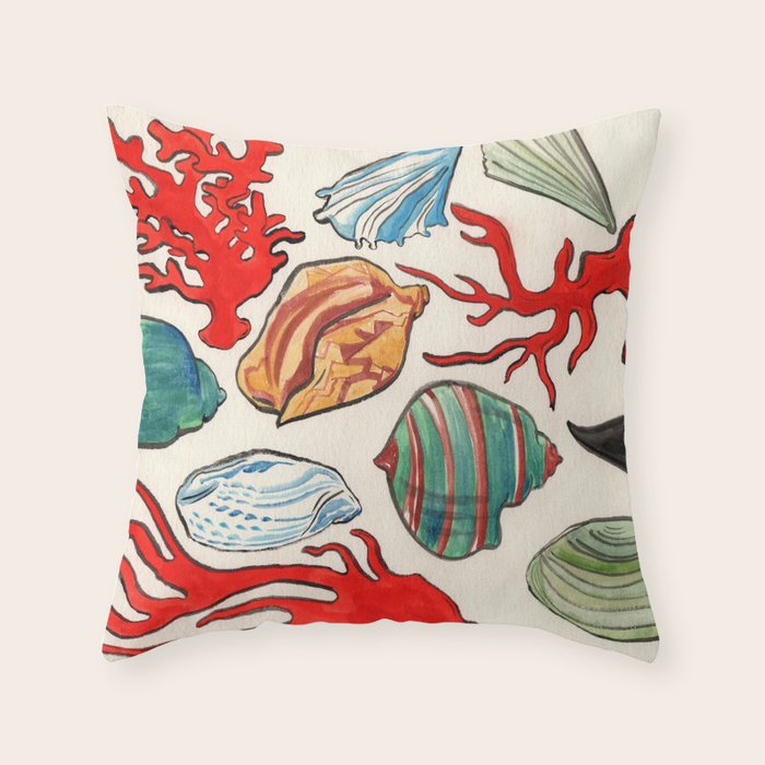Sea Life Watercolor Throw Pillow Gallery Image 1
