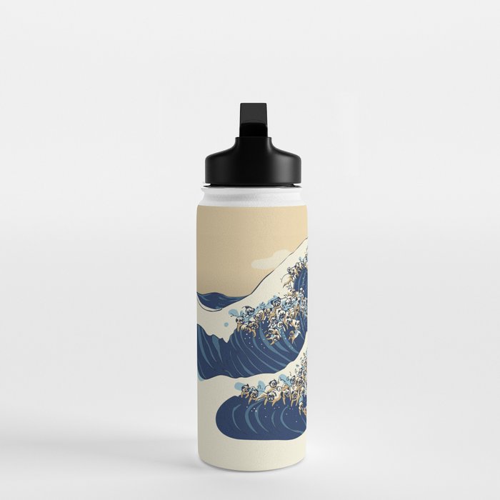 The Great Wave of Pugs Vanilla Sky Water Bottle Gallery Image 3