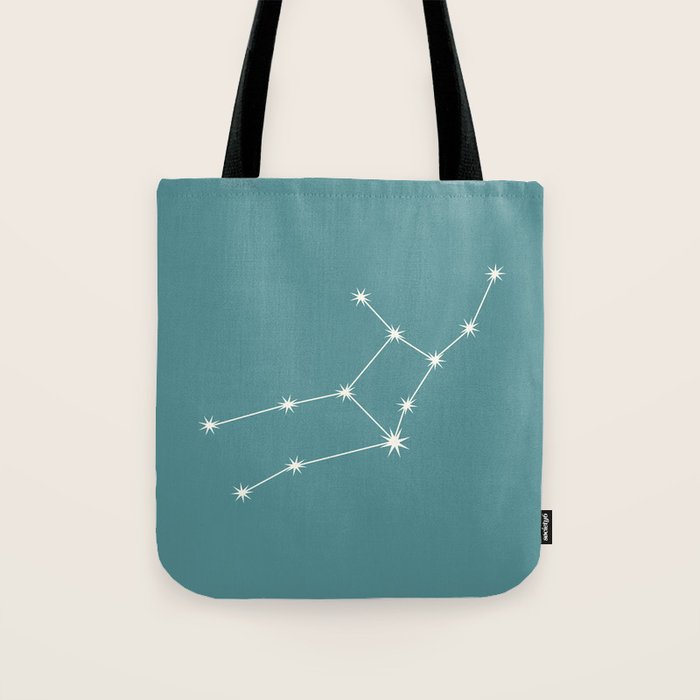 Virgo Zodiac Star Constellation Line Art Teal Tote Bag Gallery Image 1