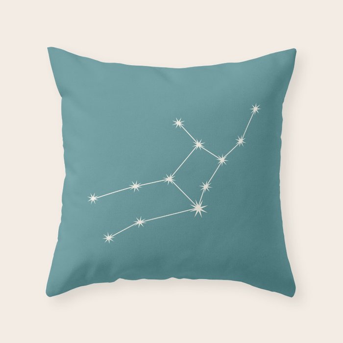 Virgo Zodiac Star Constellation Line Art Teal Throw Pillow Gallery Image 6