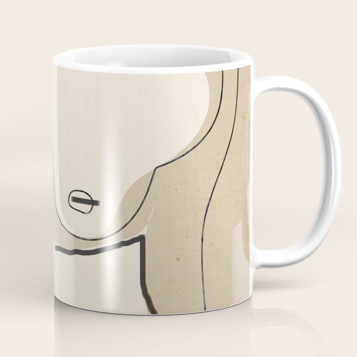 Abstract Line Art Nude Beige Coffee Mug Gallery Image 1
