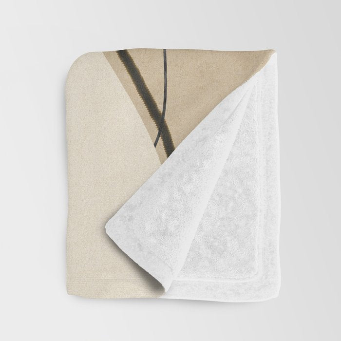 Abstract Line Art Nude Beige Throw Blanket Gallery Image 3