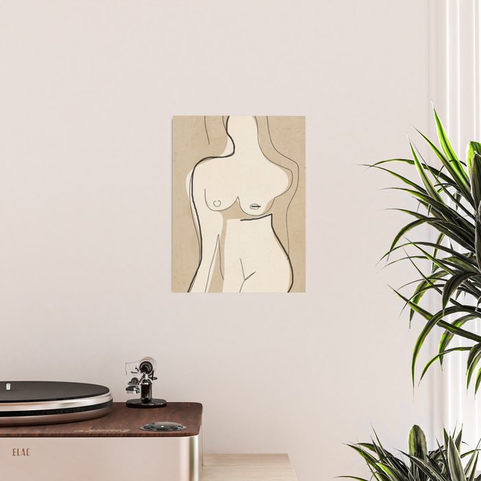 Abstract Line Art Nude Beige Poster Gallery Image 2