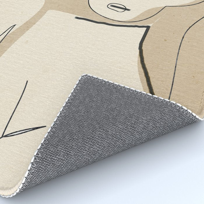 Abstract Line Art Nude Beige Rug Gallery Image 4