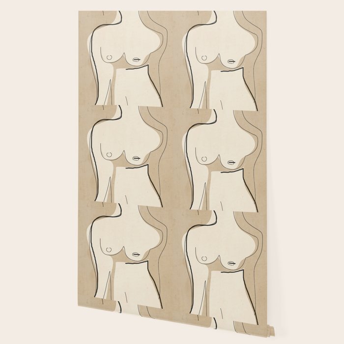 Abstract Line Art Nude Beige Wallpaper Gallery Image 2