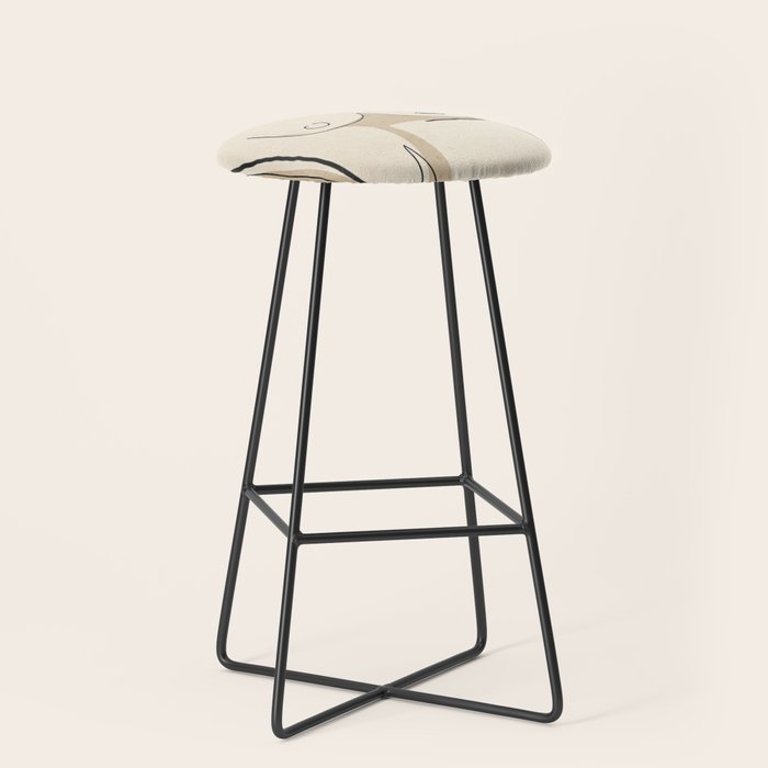 Abstract Line Art Nude Beige Stool Gallery Image 1