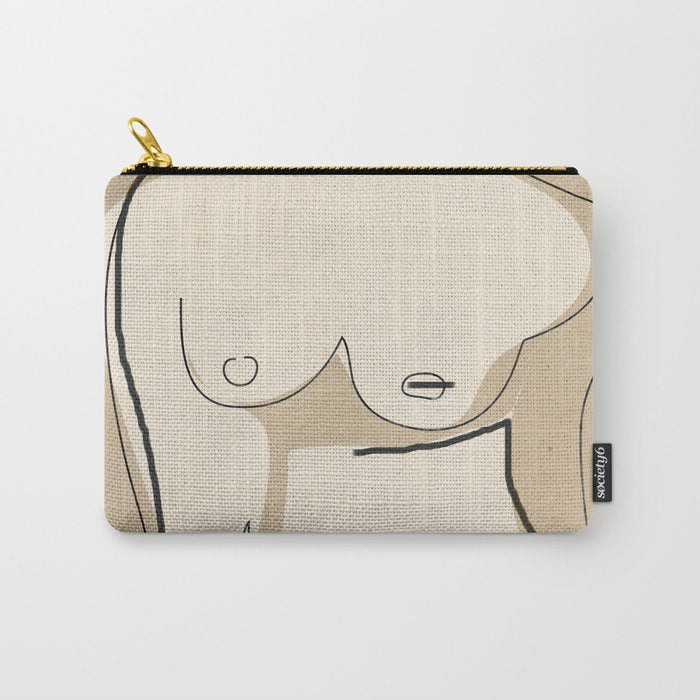 Abstract Line Art Nude Beige Carry All Pouch Gallery Image 1