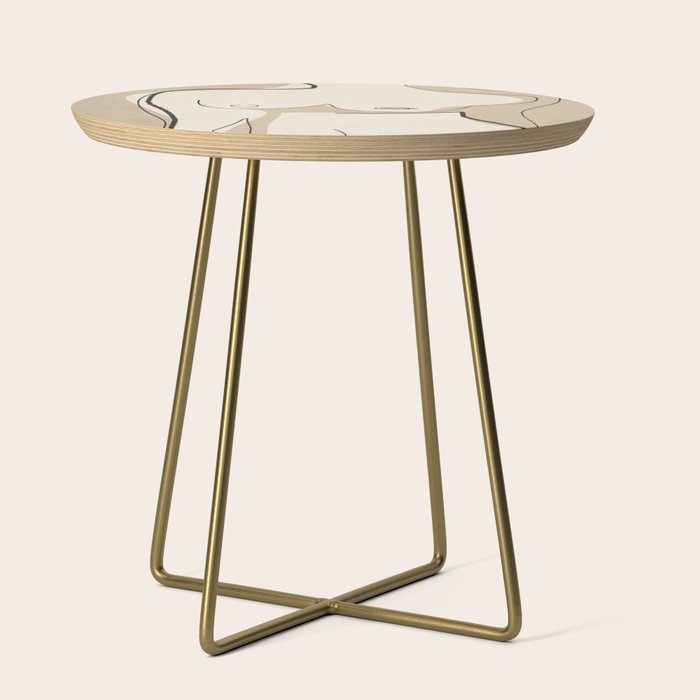 Abstract Line Art Nude Beige Side Table Gallery Image 1