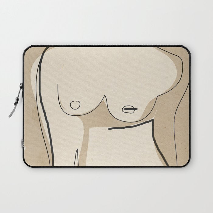 Abstract Line Art Nude Beige Laptop Sleeve Gallery Image 1