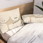 Abstract Line Art Nude Beige Pillow Sham Gallery Image 2