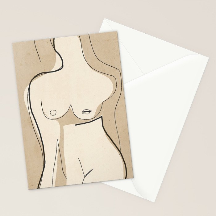 Abstract Line Art Nude Beige Stationery Card Gallery Image 2