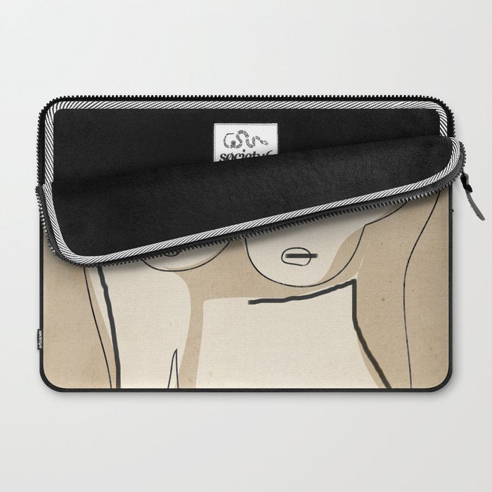 Abstract Line Art Nude Beige Laptop Sleeve Gallery Image 2