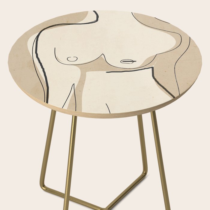 Abstract Line Art Nude Beige Side Table Gallery Image 2