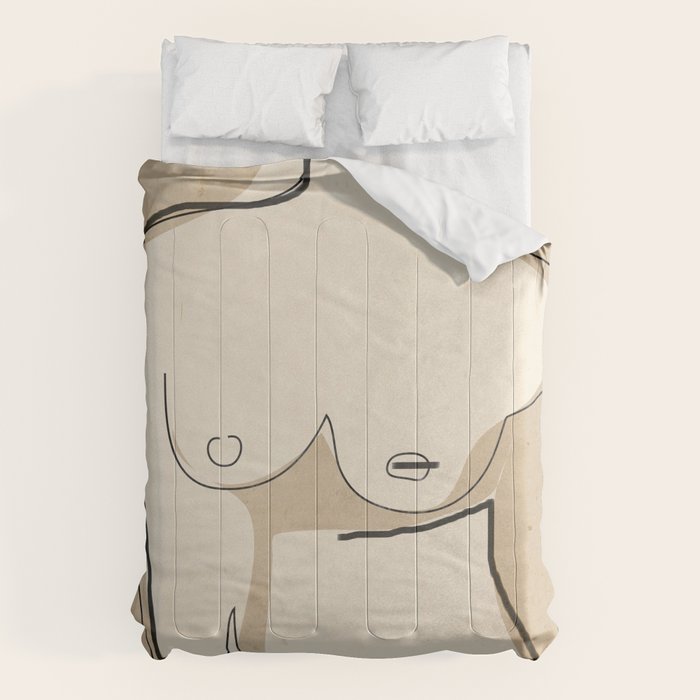 Abstract Line Art Nude Beige Comforter Gallery Image 6