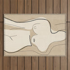 Abstract Line Art Nude Beige Outdoor Rug Gallery Image 1