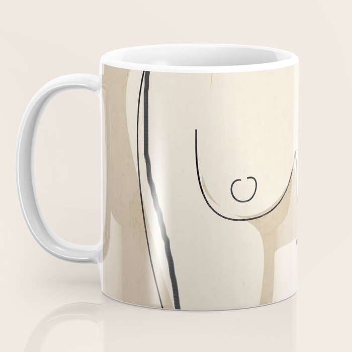 Abstract Line Art Nude Beige Coffee Mug Gallery Image 3
