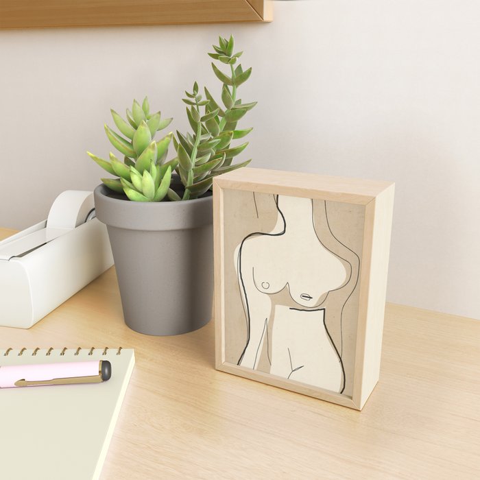 Abstract Line Art Nude Beige Mini Art Print Gallery Image 2