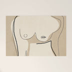 Abstract Line Art Nude Beige Welcome Mat Gallery Image 1