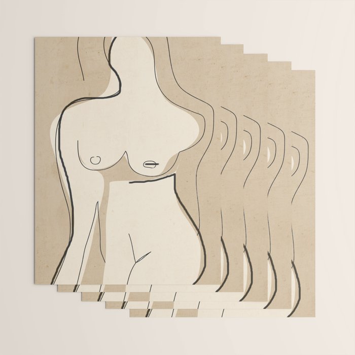 Abstract Line Art Nude Beige Wrapping Paper Gallery Image 3